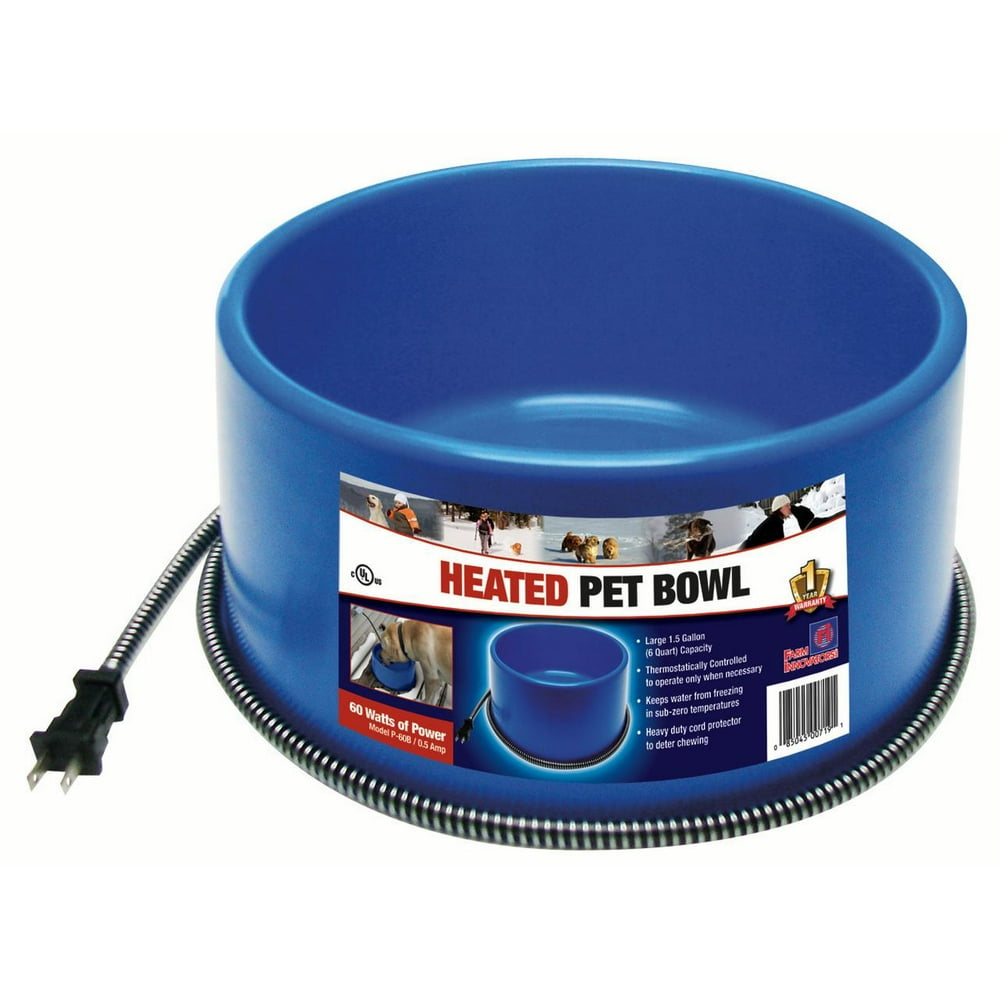 6 Qt Round Heated Pet Bowl, Blue