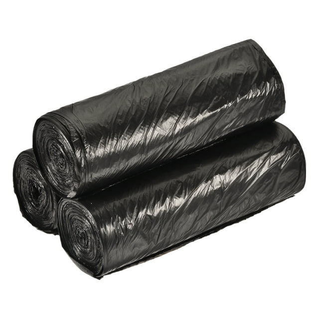 Uxcell 4-6 Galones Bolsas de Plástico Pequeñas para Cubos de Basura Negras, 60 Cuentas / 3 Rollos