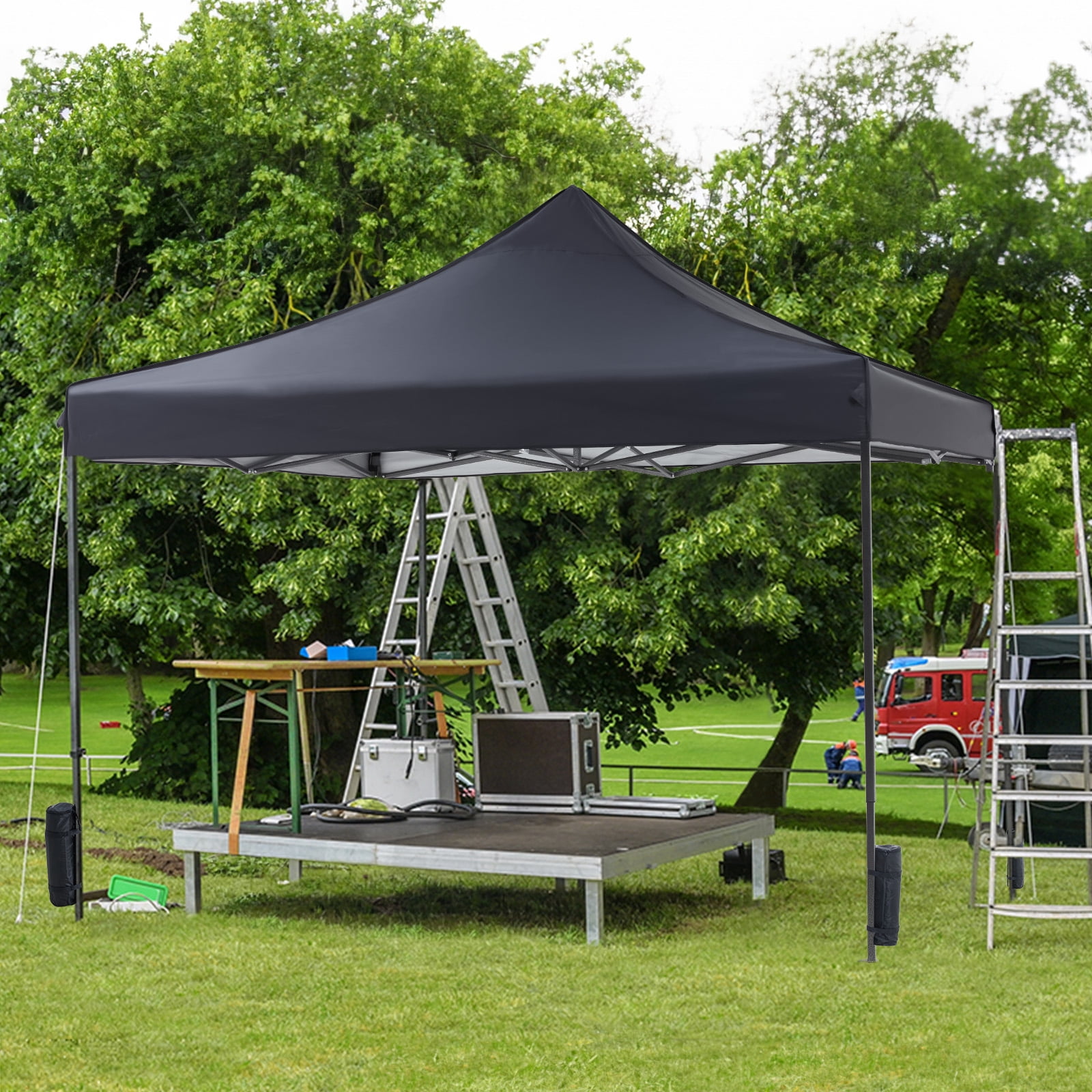 GIANNA 10x10 Pop Up Canopy, Easy Outdoor Sun Shade for Events, Parties, Camping, Portable Tent Pop Up Shade Canopy with Sand Bags,Grey