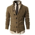 thumbnail image 3 of H2H MENS HIGH NECK TWISTED KNIT CARDIGAN SWEATER WITH BUTTON DETAILS BEIGE US S/ASIA M (KMOCAL020), 3 of 6