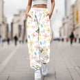 thumbnail image 2 of Gibobby pantalones de pana para mujer Pantalón deportivo sanitario con estampado floral y cintura elástica larga informal para mujer (Amarillo, L), 2 of 4
