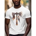 thumbnail image 3 of Tribal Art Men's T Shirts Tomahawk Feather T-Shirt for Men Crew Neck Tees Cotton Tops, White, XL, 3 of 7