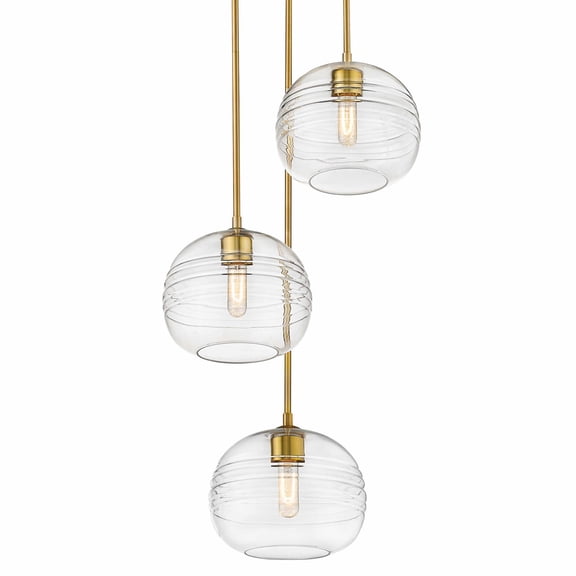 Z-Lite Harmony 3 Light Clear Glass Steel Pendant in Olde Brass
