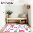 thumbnail image 3 of ODIKA 8'x10' Machine Washable Non-Slip Area Rug, Whimsical Winter Snowman and Poinsettia Medley with Frosted Leaf Design High Traffic Rug with Pad, Pink, 737935, 3 of 8