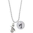 thumbnail image 1 of Delight Jewelry Silvertone Violin Silvertone Script Initial Disc - F - Charm Necklace, 20"+3", 1 of 4