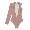 thumbnail image 6 of inhzoy Asymmetric Leotards for Women Shiny Rhinestone Gymnastics Dance Bodysuit Dusty Pink S, 6 of 7