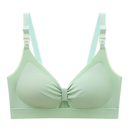 Gnurob Women Nursing Bras for Breastfeeding Seamless Maternity Bra Wireless Pregnancy Brassiere Comfort Sleep Bralette with Support Front Closure Bralettes Clearance Saving Green 42