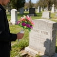 thumbnail image 6 of Dienrx Artificial Cemetery Flowers with Vase, 1 PCS Memorial Flowers for Graveside, Outdoor Silk Lily and Rose Arrangements, Sympathy Decor for All Seasons, Faux Plants, 6 of 6