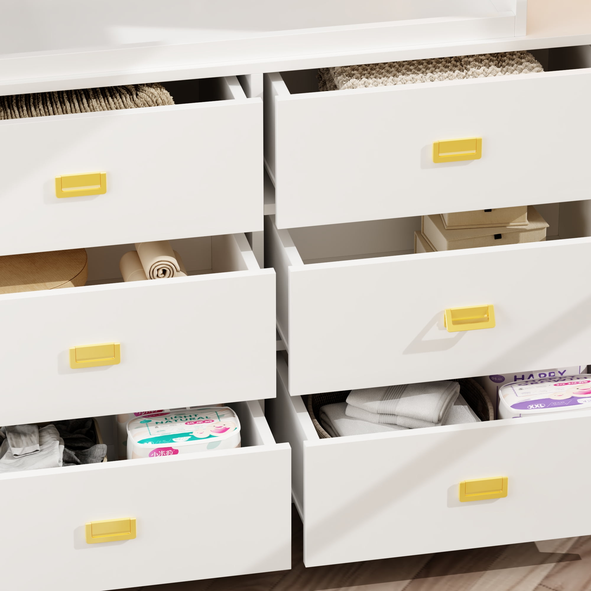 OxyLife White Dresser Changing Table, Baby Nursery Station-Infant & Toddler, 6-Drawer, 1 Pack