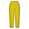 thumbnail image 4 of RXIRUCGD Women's Summer Comfortable Loose Wide Legged Fashion Solid Color Capris, Yellow, Size: XL, 4 of 5