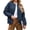 Navy blue, variant on Spring Fall Women Long Sleeved Zipper Varsity Jacket Casual Bomber Jacket