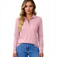 thumbnail image 5 of Polo Shirts For Women Business Casual Fall Long Sleeve Lapel Collar Golf Tops Button Down Blouses Plus Size,Pink Xl, 5 of 5