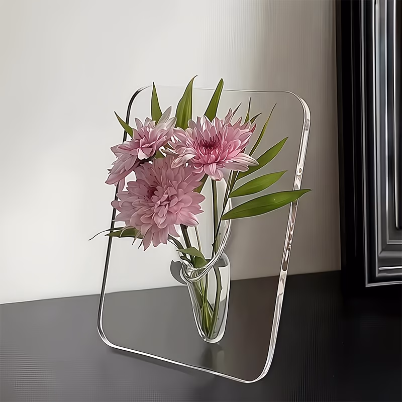 Modern Acrylic Vase Clear Rectangular Frame-Like Design Elegant Home Office Decor Gift for Easter Mother Day Friends