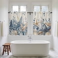 thumbnail image 4 of Blue Eucalyptus Coastal Kitchen Curtains 54 Inch Length, Beach Starfish Shell Nautical Rustic Tiers Curtains for Bathroom Bedroom Cafe, Light Filtering Window Treatment Drapes 2 Panels 42"Wx54"L, 4 of 8