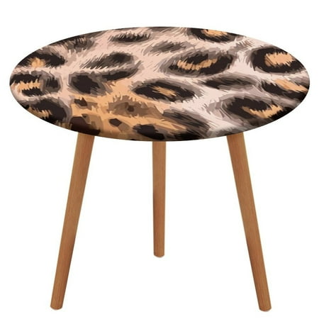 

Bybiment Round Fitted Tablecloth with Elastic Edge Leopard Skin Pattern Decorative Tablecloth Table Cover 43 Inch