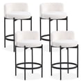 thumbnail image 1 of Gymax Boucle Counter Stools Set of 4 w/Curved Backrest Metal Frame Comfy Footrest, 1 of 10
