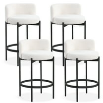 Gymax Boucle Counter Stools Set of 4 w/Curved Backrest Metal Frame Comfy Footrest