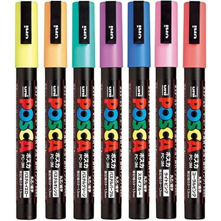 Uni Posca Paint Marker Pen, Fine Point, Set of 7 Natural Color (PC-3M 7C),Original Version