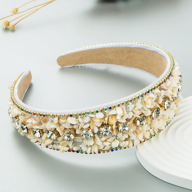 Fashionable Wide Band Turquoise Rhinestone Hair Headband For Elegant Boho Daily Wear