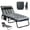 Lounge chair(Black) + Gray pad, variant on MOPHOTO Lounge Chair with Mattress, Outdoor Chaise Lounge Support 440 Lbs, Adjustable Portable Heavy Duty Sleeping Cots Bed for Camping, Pool, Beach, Patio