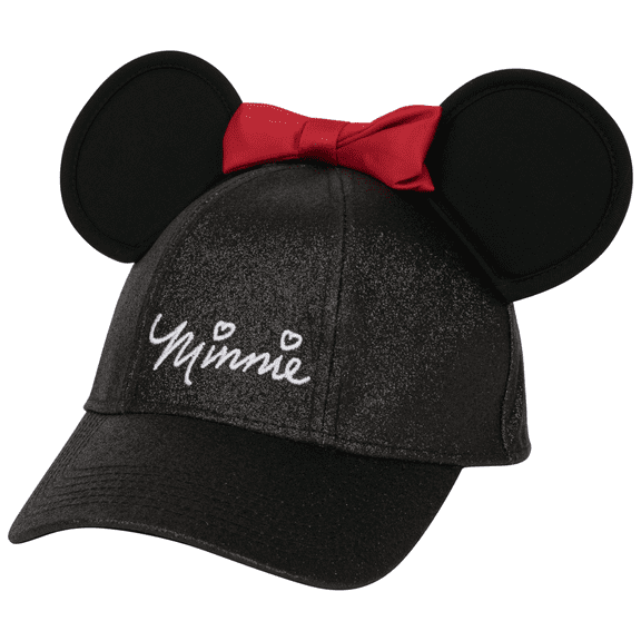 Disney Minnie Adult Black Glitter Ear Hat, (Women's)