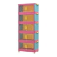 thumbnail image 6 of Living Room Cabinets Happy Color,20" Side Wide Folding Storage Cabinet ,5 Tiers,19.69"×11.81"×50.00",Collapsible Storage Bins with Magnetic Door, Plastic Storage Cabinet with Wheels,Metal Cabinets, 6 of 8