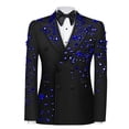 thumbnail image 4 of Beauty-Emily Men's Gold Foil Print Double-Breasted Suit Set – Slim Fit Two-Piece Blazer & Pants, Luxury Metallic Accent Formal Suit for Party, Wedding & Prom, 4 of 8