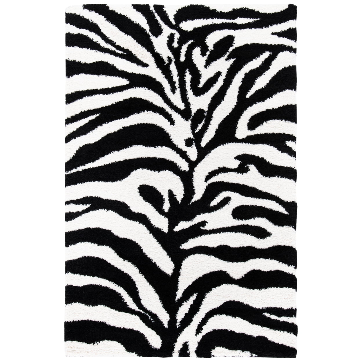 SAFAVIEH Florida Shag Ivana Animal Area Rug, Ivory/Black, 2'3" x 4'