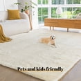 thumbnail image 2 of Sonive 4×6 Feet Fluffy Shaggy Area Rug, Washable Rug Modern Soft Large Neutral Non-Slip for Bedroom Dining Living Room, Beige, 2 of 7