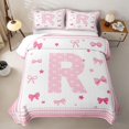 thumbnail image 2 of Manfei Teens Bow Knot R Personalized Initial Quilt Full,Ribbon Bow Cute Princess Bowtie Full Bedspread Sets for Girls Female, 2 of 7