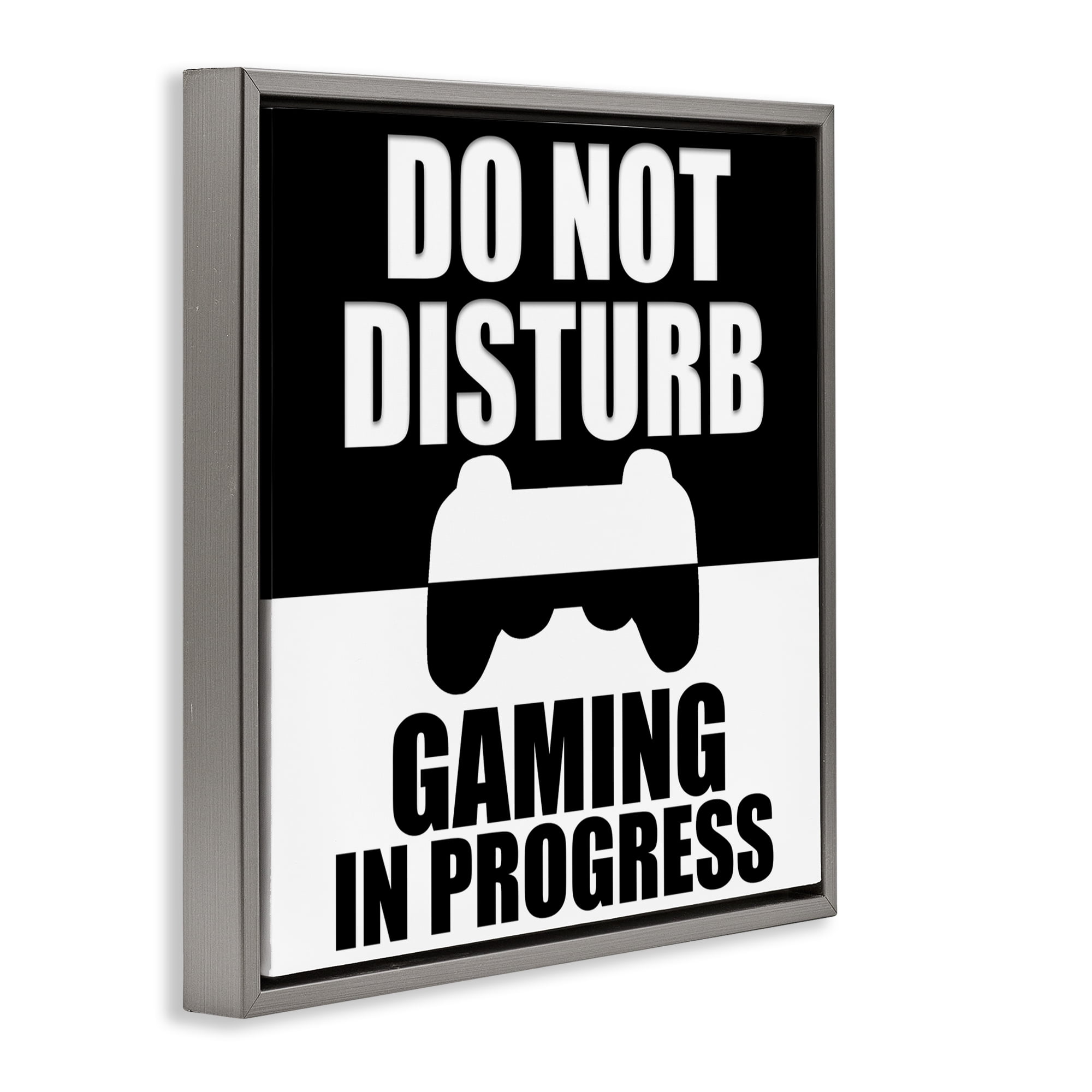 Do Not Disturb Minimal Gamer Gray Framed Floater Canvas Wall Art, design by Kim Allen
