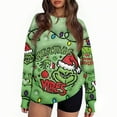 thumbnail image 4 of Ugly Christmas Sweater for Women Printed Long Sleeve Womens Sweatshirt Green Mons ter Graphic Holiday Pullover Tops Christmas Tree Sweatshirts for Women, 4 of 5