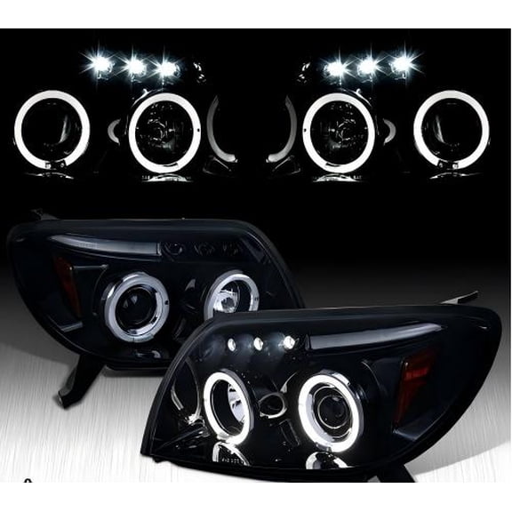 Fits 2003-2005 Toyota 4Runner Black/Smoke LED Halo Projector Headlights Lamps