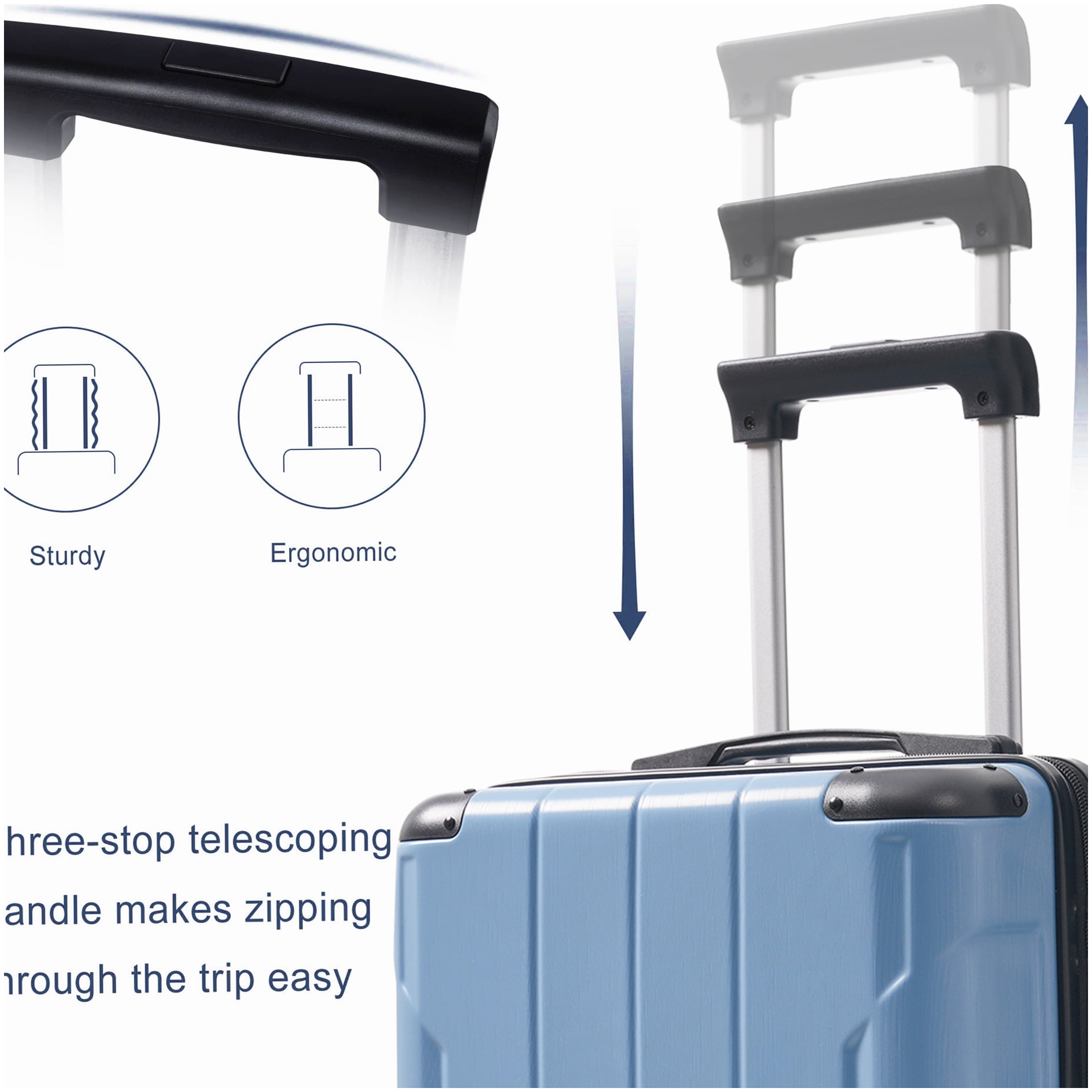 MANGIJOY TSA Lock Carry On Luggage 20 Inch, Lightweight Hardshell Spinner Suitcase with Packing Cubes, Durable ABS in Blue Gray