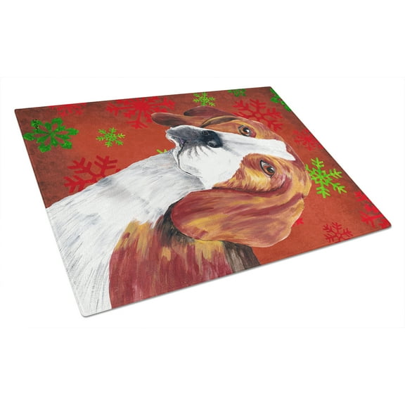 Carolines Treasures SC9369LCB Beagle Winter Snowflakes Holiday Glass Cutting Board Large, 12H x 16W, multicolor