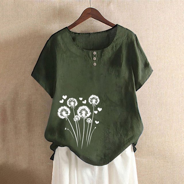 Lydiaunistar Hauts d'Été pour Femmes Mode Décontractée Blouse Imprimée Manches Courtes Col Rond Tissu Doux Respirant pour Entraînement Quotidien Plusieurs Tailles Disponibles Parfait pour Printemps & Été