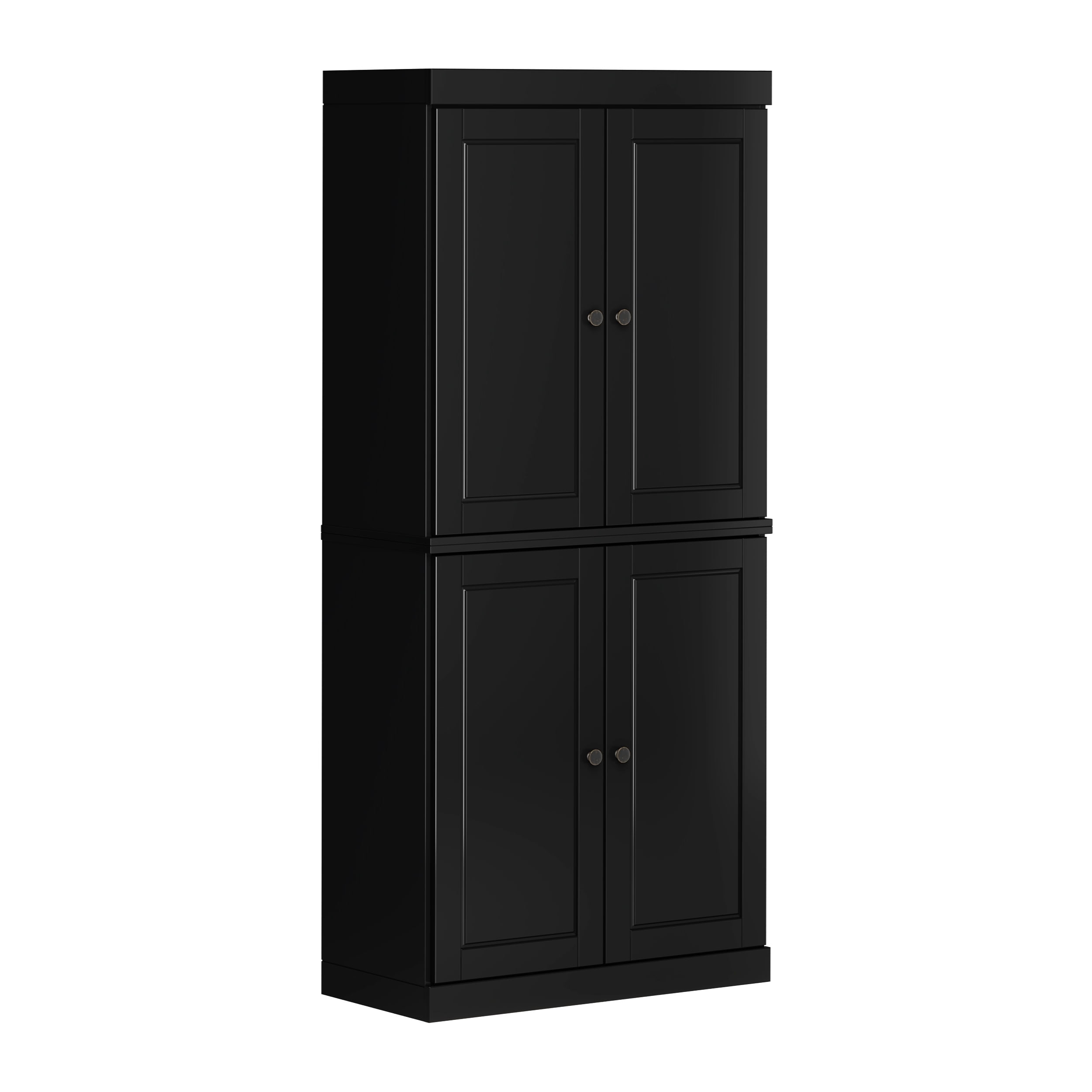 Palace Imports 100% Solid Wood Kitchen Pantry Storage Cabinet with Doors, Adjustable Shelves and 2-Drawers, Black
