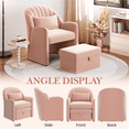 thumbnail image 4 of Renwick Upholstered Velvet Barrel Accent Chair with Footrest, Pink, 4 of 8