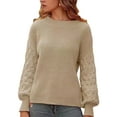 thumbnail image 1 of FAROOT Women Cute Sweaters Solid Color Lantern Long Sleeve Pullover Basic Tops Knitwear, 1 of 7