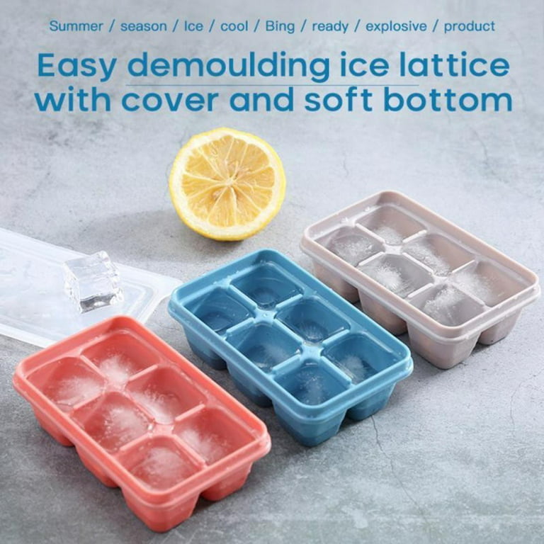 3pcs Silicone Ice Cube Mold Box with Lid Single Ice Tray Square