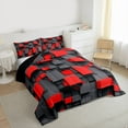thumbnail image 3 of Homewish Modern Art Square Queen Comforter Set, Stereoscopic Rectangle Bedding Sets, Black Red Abstract Reversible Bedding Comforter Set, Breathable Home Decor, 3 Pieces, 3 of 8