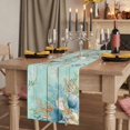 thumbnail image 2 of Table Runners 72 Inches Long Dress Scarves, Teal Beach Coastal Farmhouse Kitchen/Dining Table Runner, Coffee Tablerunners, Summer Nautical Coral Shell Botanical Vintage 16x72 Inch, 2 of 9