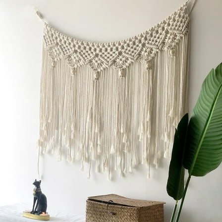 Boho Macrame Wall Hanging Hand Woven Tapestry Macrame Backdrop for Wall Decor of Modern Farmhouse, Bedroom, Nursery, Wedding, Party (40x20 inches)