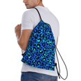 thumbnail image 3 of Drawstring Backpack - Light Blue Leopard Print Splash Proof Small Drawstring Gym Bag for Women Men, Cinch Sports String Bag Backpack for Travel Swimming Beach, 3 of 8