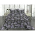 thumbnail image 2 of Ambesonne Floral Boho Quilted Bedspread Set 3 Pcs, Gothic Flowers Print, Queen, Pale Lilac Dusk Off White, 2 of 4
