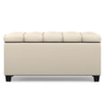 thumbnail image 3 of Sienna 34" Transitional Rectangle Ottoman Bench in Satin Cream Faux Leather, 3 of 13