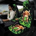 thumbnail image 3 of Xixirimido Highland Cattle Shamrock Print Car Seat Covers Front Seats Leather Universal Fit for Cars, Vans, Trucks, SUV, Set of 5 Car Seat Protector with Seatbelt Covers & Center Console Cover, 3 of 8