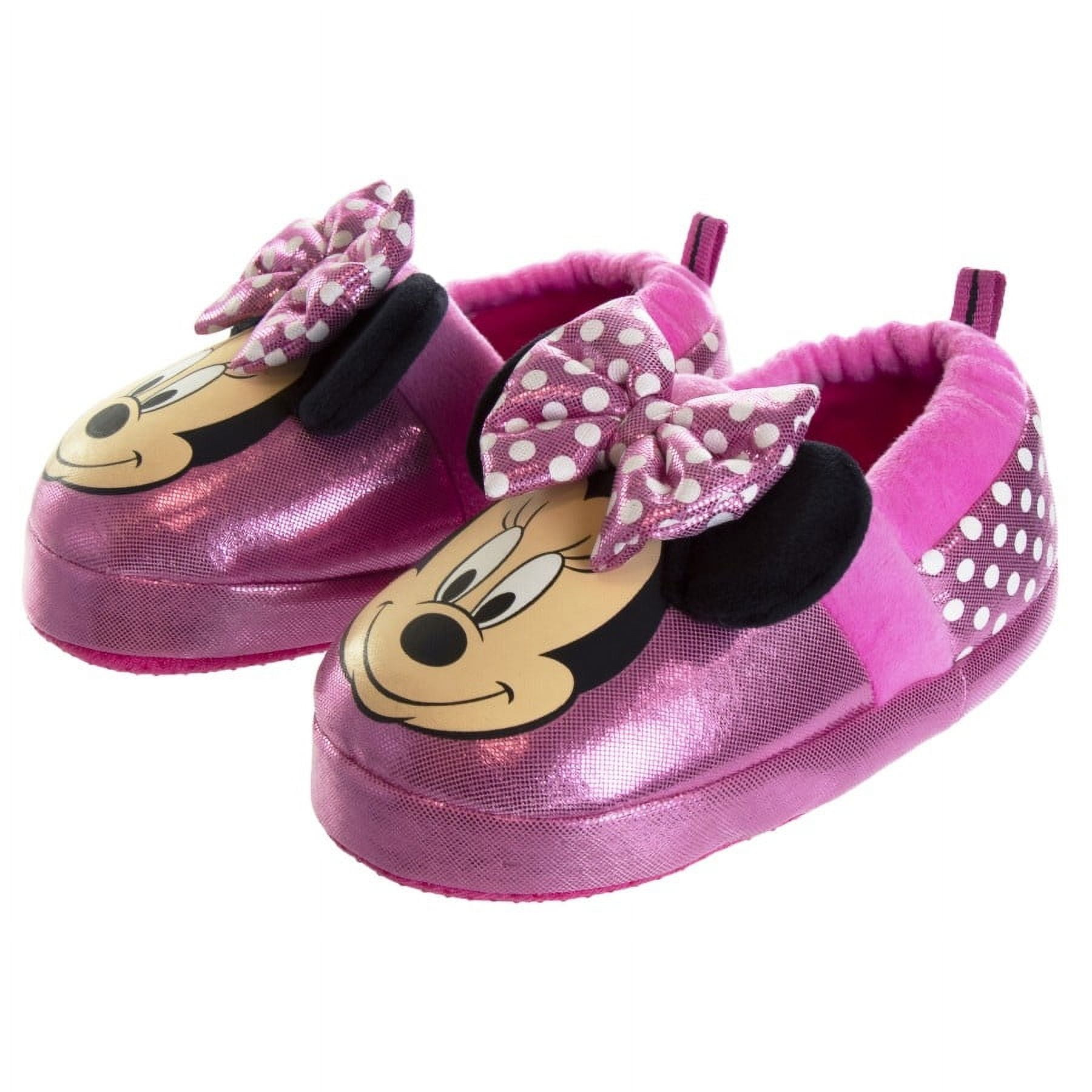 Minnie Mouse Toddler Dual Sizes Nylex Fabric Slippers Pink 7-8