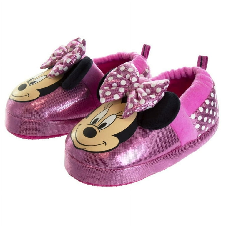 Minnie Mouse Toddler Dual Sizes Nylex Fabric Slippers Pink 7 8