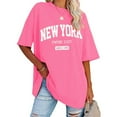 thumbnail image 2 of Ediodpoh Women's Sweatshirt Summer Half Sleeved Long Shirt Vintage New York Letter Print Casual Fashion T Shirt T Shirts for Women Hot Pink XXXL, 2 of 4